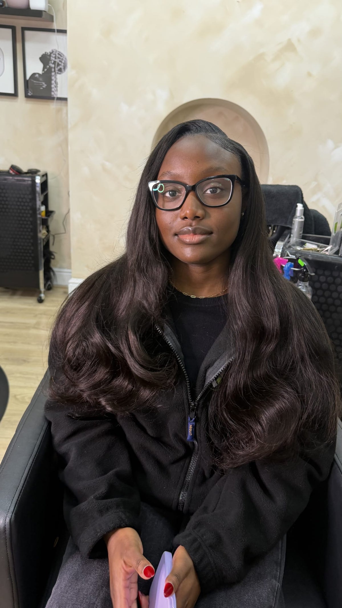 Finished salon install: Soft, flowing lengths